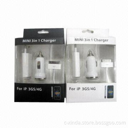 Mini 3-in-1 charger for iPhone, with mini USB charger, power adapter and cable